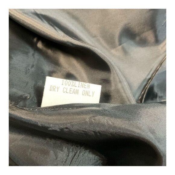 Harris Wallace Women's Vintage Black 100% Linen Blazer Jacket Size Petite - Picture 6 of 13